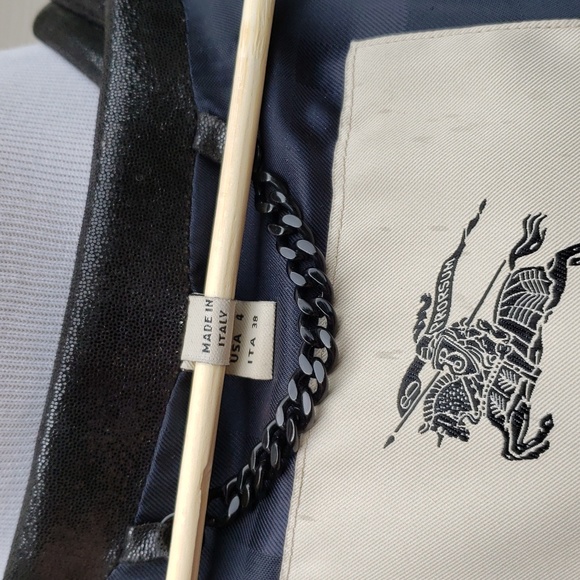 BURBERRY BLACK METALLIC GOATSKIN SUEDE SHIMMER LUXURY COAT US 4 SMALL - Picture 11 of 13